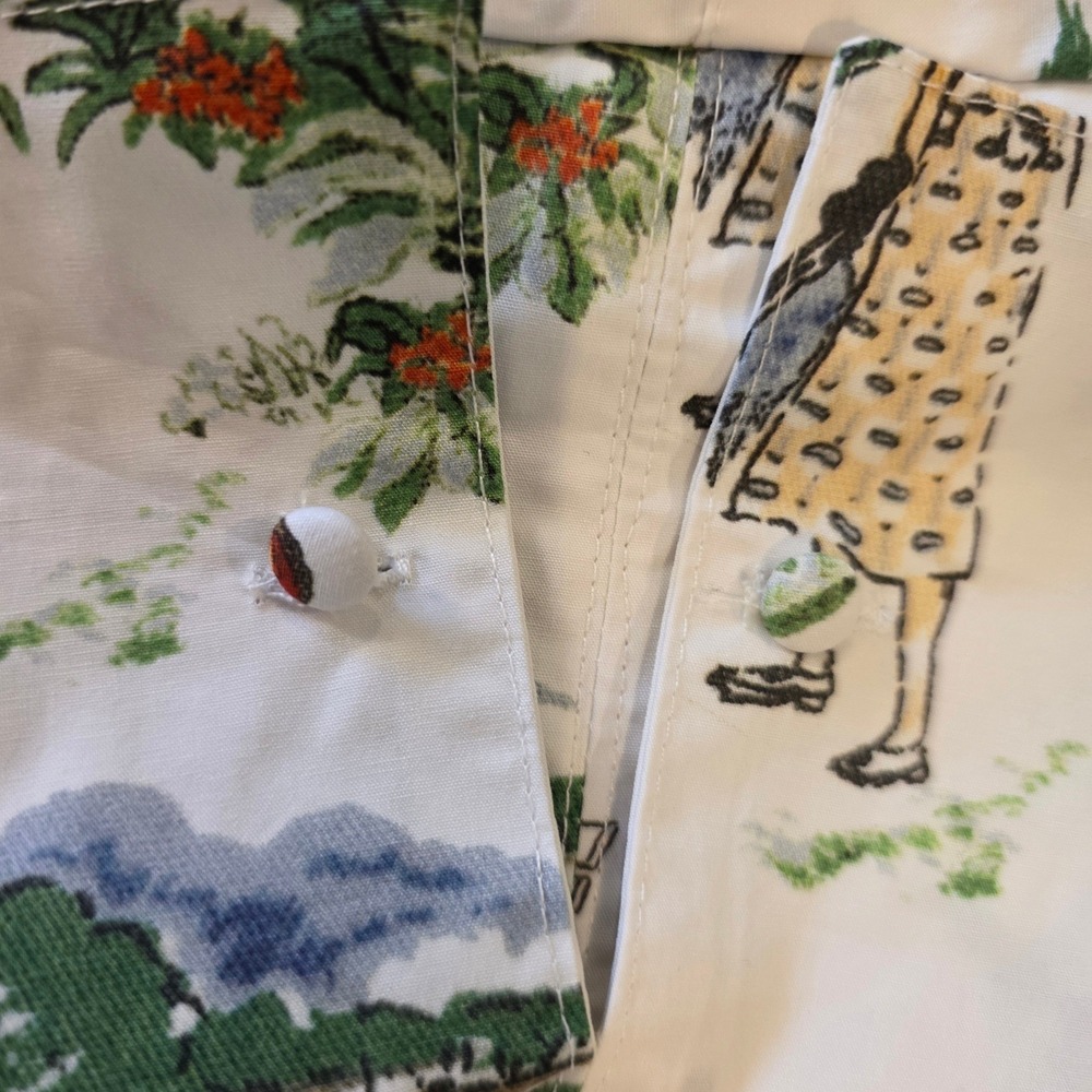 Katie Kime Masters Golf Toile Cotton Shirt Dress White Green Maxi NWT Medium - Picture 9 of 12